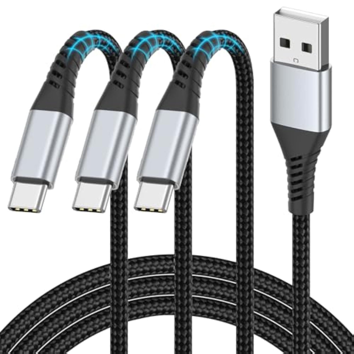 2Ft Usb C Cable Short, 3 Pack Braided Usb To Usb C Cable 2 Foot Usb Type C Cable Fast Charging Car Charger Android For Iphone 16 15 Pro Max, Samsung Galaxy S23 S22 Ultra Note 20, Moto Lg, Google Pixel