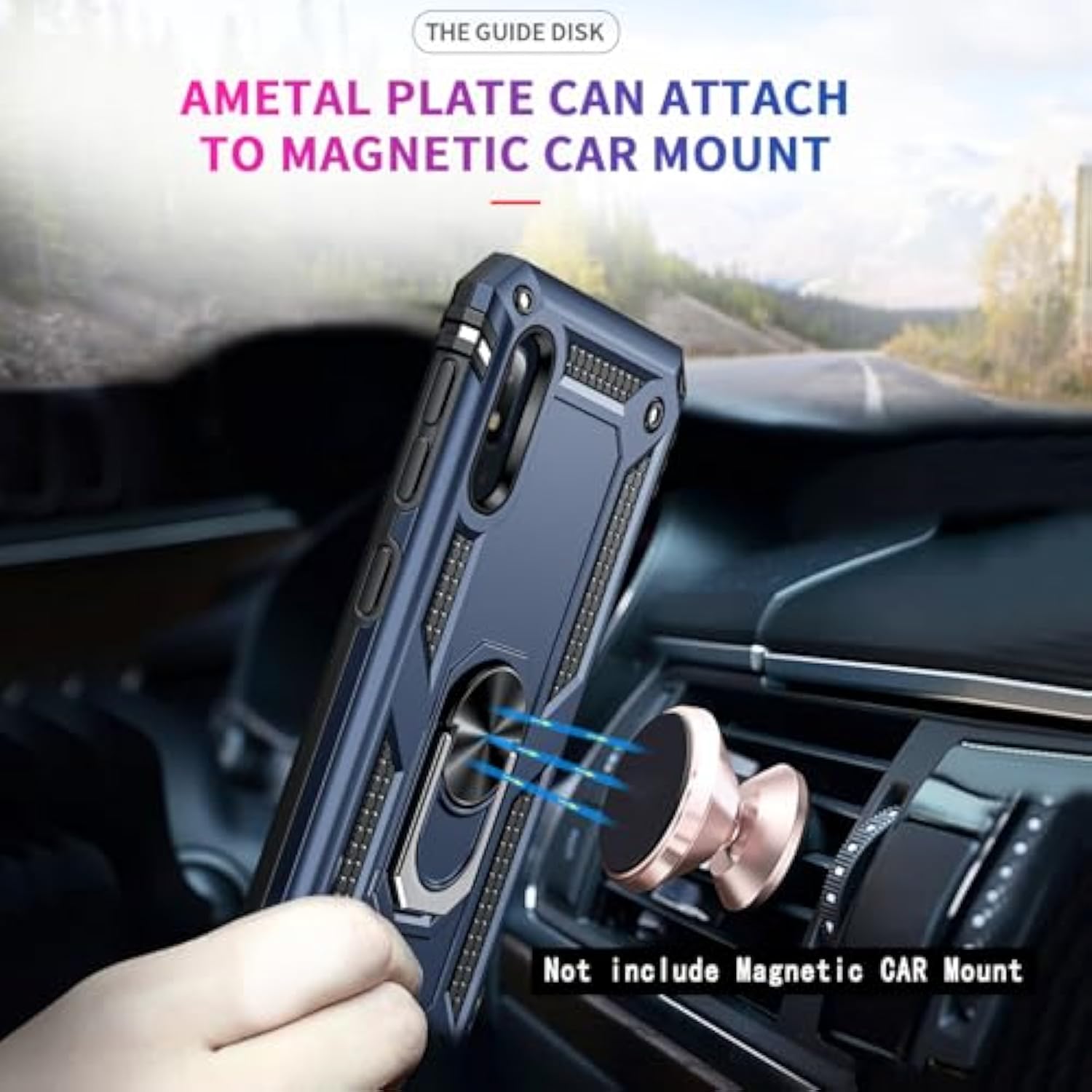 For Galaxy A10E Phone Case With Tempered Glass Screen Protector And Camera Lens Protector, Heavy Duty Rugged Android Unlocked Samsung A10E Cover With Magnetic Ring Holder Stand Men, Blue