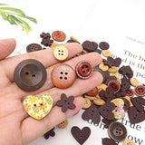 40G Assorted Shapes Coffee Colors Button Wooden Button Craft Sewing Bu