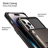 For Iphone 14 Pro Max Case Wallet Cover 4-Card Credit Card Holder Id Slot Scratch Resistant Dual Layer Hybrid Protective Hard Shell Rugged Tpu Bumper Armor Case 6.7 Inch Gun