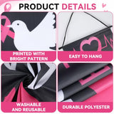 3PCS Breast Cancer Awareness Party Banner Pink Ribbon Fence Porch Sign Banner Hope Strength Courage Faith Black and Pink Door Decorations for Breast Cancer Awareness Event Charity Party Decor