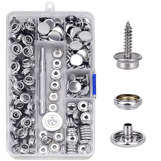 150 Pcs Canvas Snap Kit Tool, Metal Screws Snaps Marine Grade 3/8" Soc