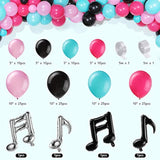 144 Pieces Music Balloons Birthday Garland Kit Music Sign Foil 5 Inch 10 Inch Rose Red Black Blue Pink For Birthday, Sock Hop Party, 1950S Party, Karaoke Decorations Supplies