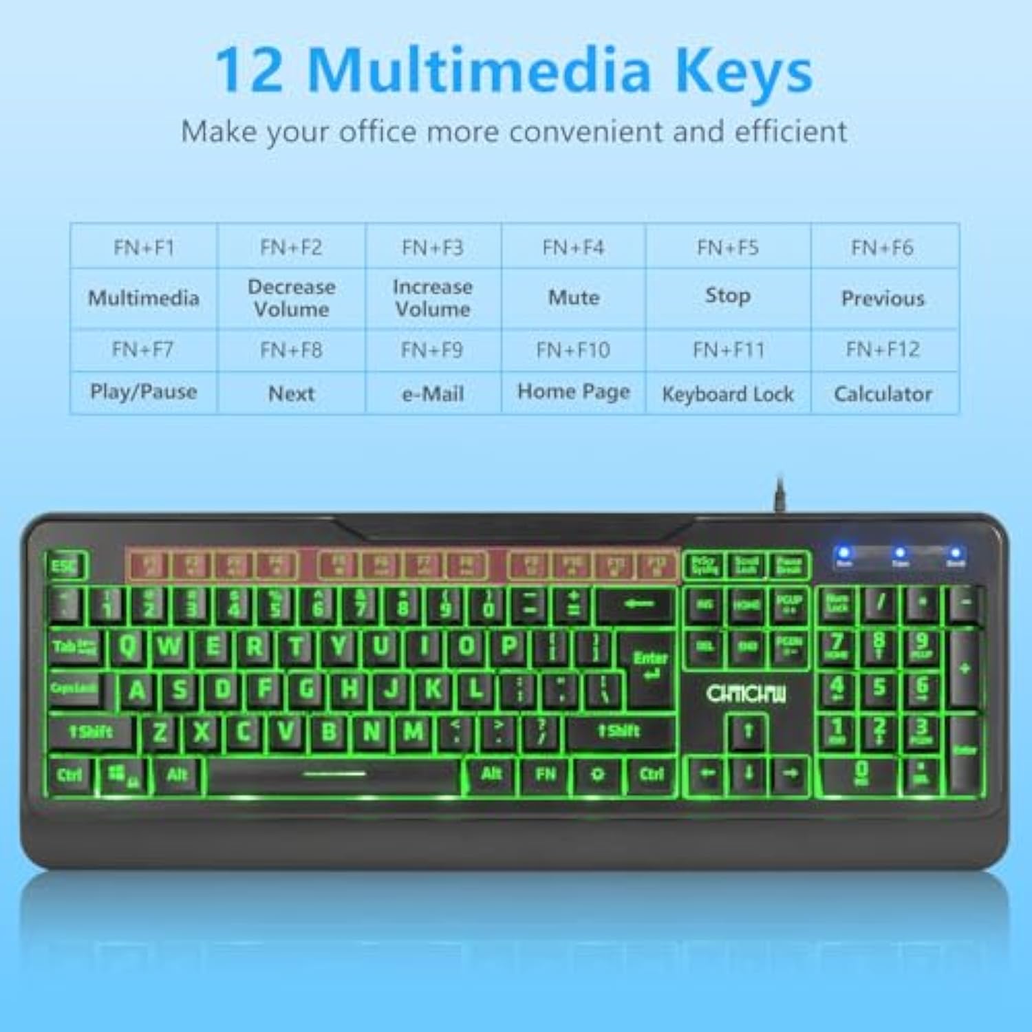 Chonchow Wired Keyboard And Mouse Combo With , Redgreenyellow Light Up, Quiet Keys For Office Work Or Gaming, Rgb Mouse, Usb Big Letter Keyboard With Mice For Pc Mac Laptop Computerblack