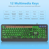 Chonchow Wired Keyboard And Mouse Combo With , Redgreenyellow Light Up, Quiet Keys For Office Work Or Gaming, Rgb Mouse, Usb Big Letter Keyboard With Mice For Pc Mac Laptop Computerblack