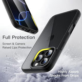 JETech Case for iPhone 16 Pro 6.3-Inch, Shockproof Phone Bumper Cover, Solid Color Matte TPU Frame, Anti-Scratch Clear Back (Black)