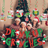 Drink Up Banner Red Green Glitter Christmas Banner Green Monster Party Decorations Christmas Party Supplies The Whollive Christmas Decor