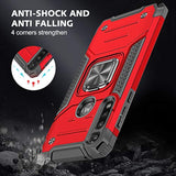 For Moto G Power Case With Screen Protector, Hard Rubber Bumper [Shockproof] Tough Rugged With 360 Rotation Ring Kickstand Cases For Moto G Power 2020 (Red)