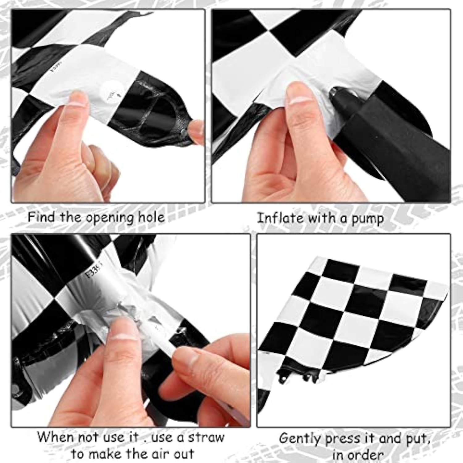 Race Car Party Decor Set: Checkered Balloons & Inflatable Tire Floats