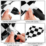 Race Car Party Decor Set: Checkered Balloons & Inflatable Tire Floats
