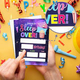 Sleepover Birthday Party Invitation, Galaxy Slumber Fill-In Invites For Friends, 20 Invitations With Envelopes(4" X 6")?Party Favors Decorations And Supplies-21