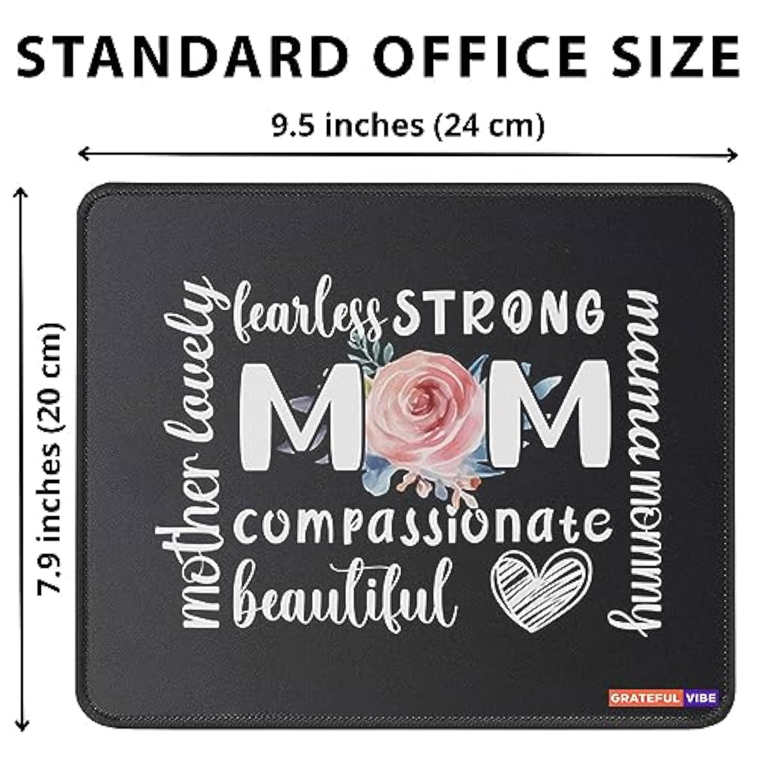 Mom Mother Beutiful Fearless Compassionate Lovely Mouse Mat Mama Mommy Mousemat Christmas Birthday Mother Day Birthday Gifts For Moms Grandma Mouse Pad 9.5 Inches