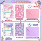 24 Sets Mermaid Birthday Invitations Include Mermaid Party Invitations Cards, Envelopes And Stickers For Girl Ocean Under The Sea Party Decorations Pool Birthday Supplies