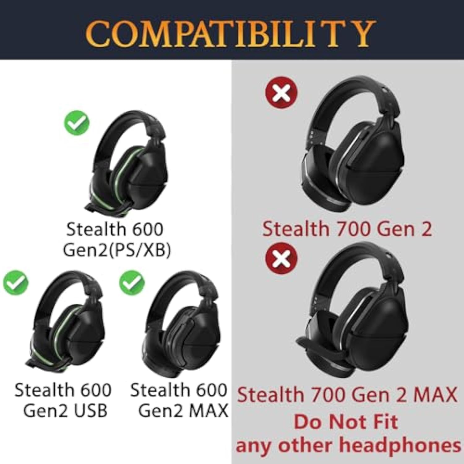 Headband Cover For Turtle Beach Stealth 600 Gen2 Gen 2 Usb/Max/Ps/Xb Headsets, Replacement Headstrap Pad Repair Part - Black