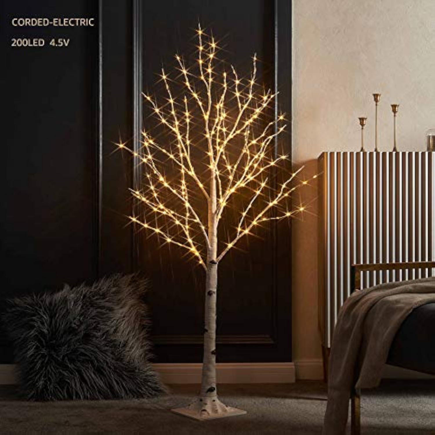 Lighted Birch Twig Tree With Fairy Lights 4Ft 200 Led Lights For Indoor Outdoor Home Christmas Holiday Decoration
