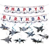 Airplane Birthday Party Decorations - 11Pcs Fighter Jet Banners Bday Decoration Top Gu Hanging Swirls Decor For Aircraft Airplane Party Supplies