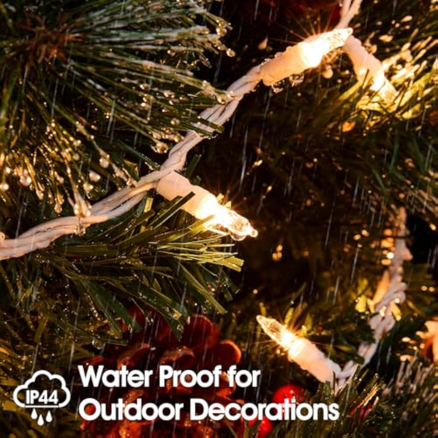 Christmas Lights,100 Count Warm White Lights With White Wire,21Ft Ul Certified Tree String Lights For Indoor Outdoor Chr