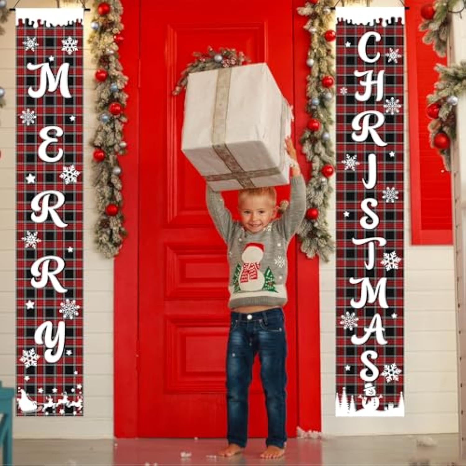 2 Pcs Merry Christmas Door Banners, Merry Christmas Hanging Couplet Merry Christmas Porch Sign Merry Christmas Decoration For Home Yard Door Christmas Decoration