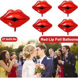 Red Lip Balloons 6 Pcs Huge Kiss Foil Balloons Valentine's Day Makeup Party Decor