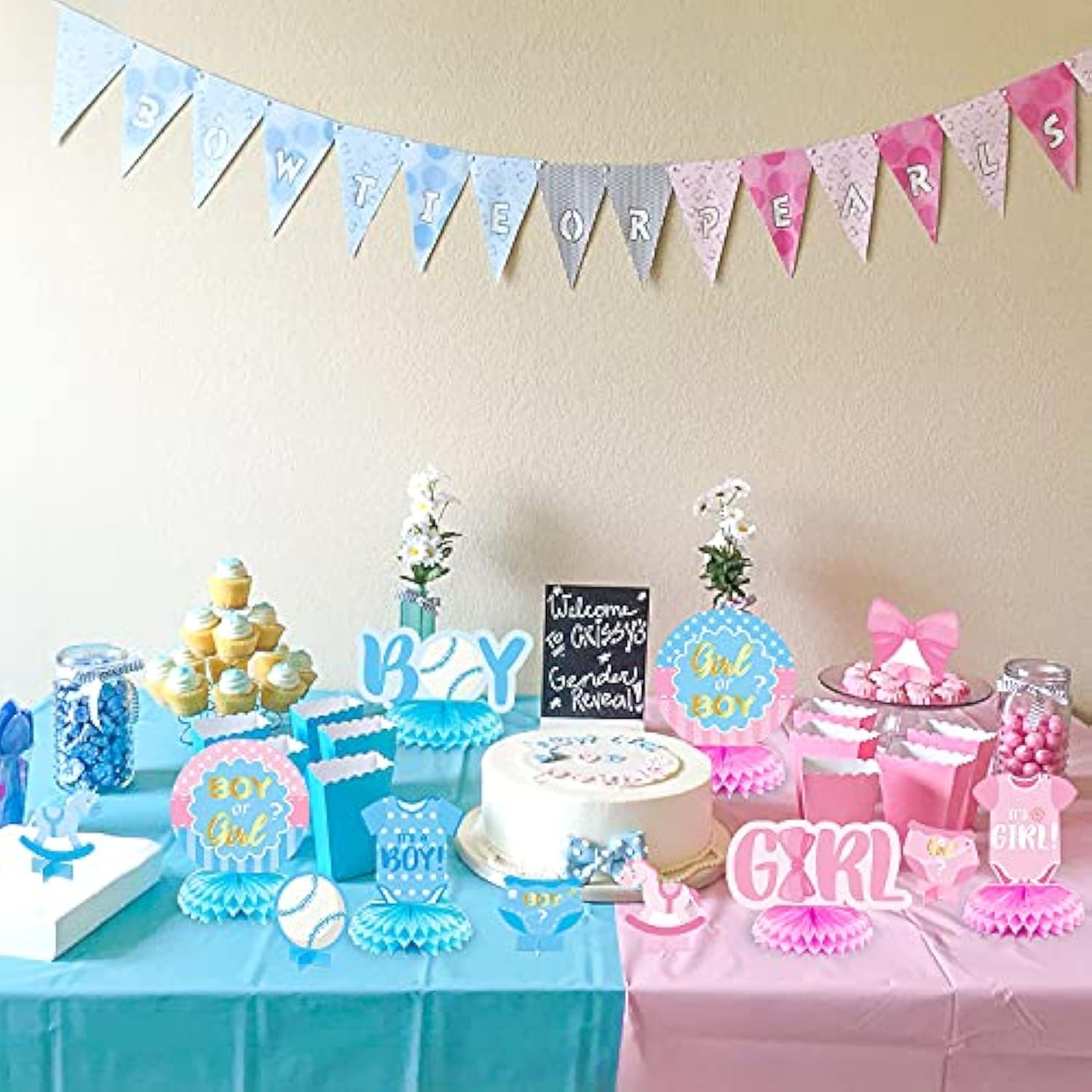 12 Pcs Baby Gender Reveal Honeycomb Centerpieces Table Toppers Blue An