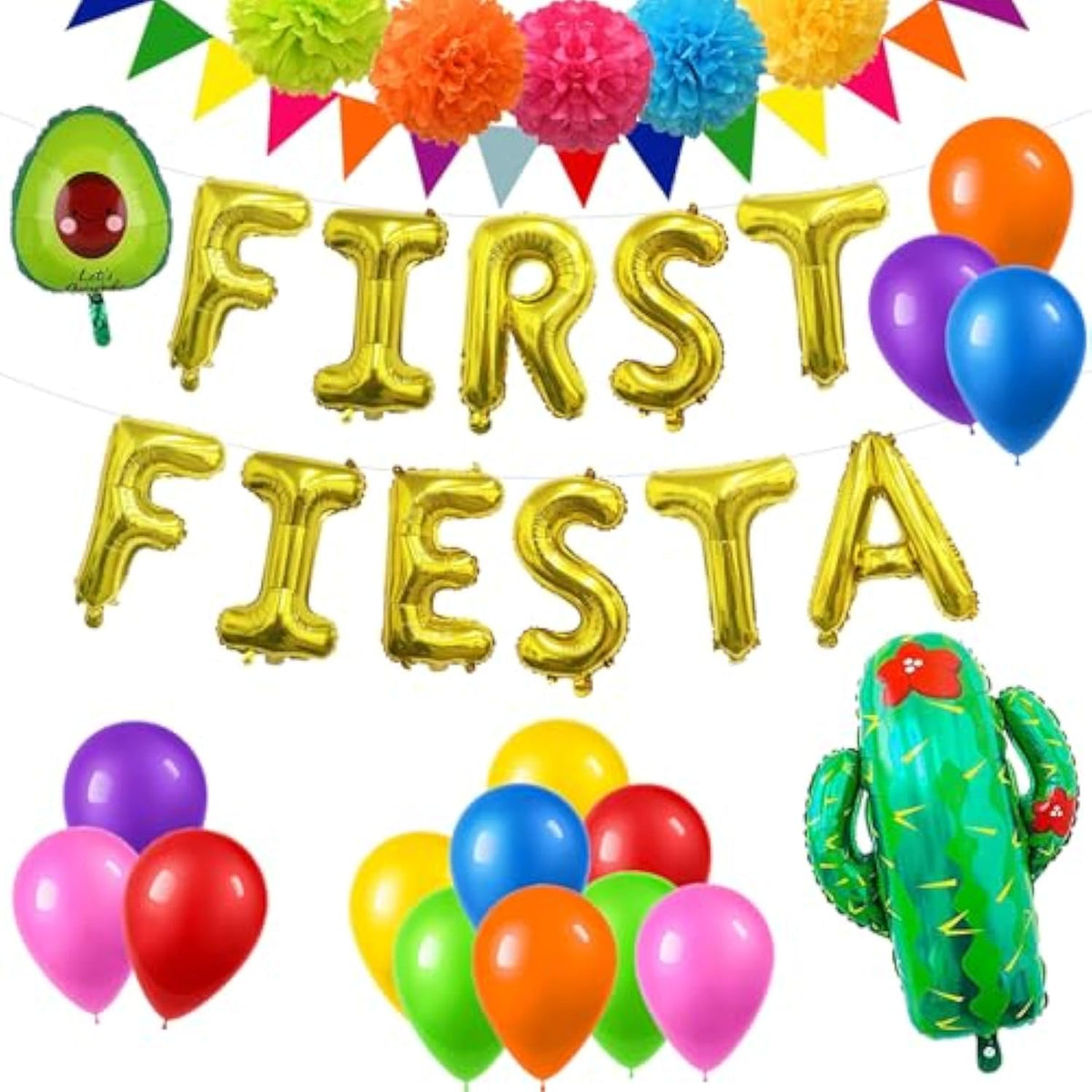 First Fiesta Birthday Decorations First Fiesta Balloons Mexican Party Supplies Decorations Packages 1St Birthday Party Supplies First Fiesta Party Supplies Cactus Balloons Cinco De Mayo