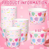 100Pcs Valentine'S Day Treat Snack Cups 9 Oz Pastel Pink Conversation Heart Ice Cream Cups Disposable Dessert Bowls For Wedding Bridal Shower Birthday