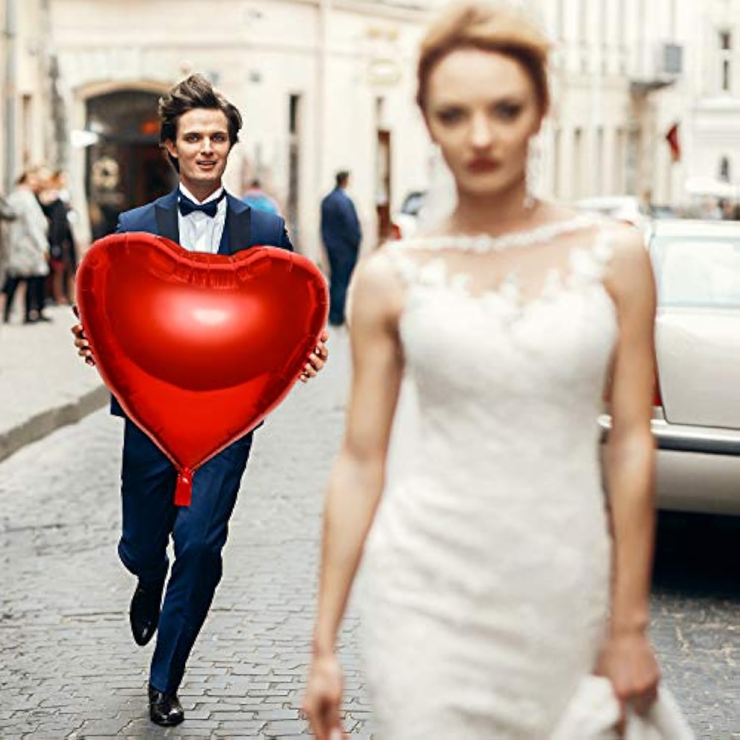 4 Pieces 32 Inches Large Heart Shaped Balloons Huge Red Foil Balloons