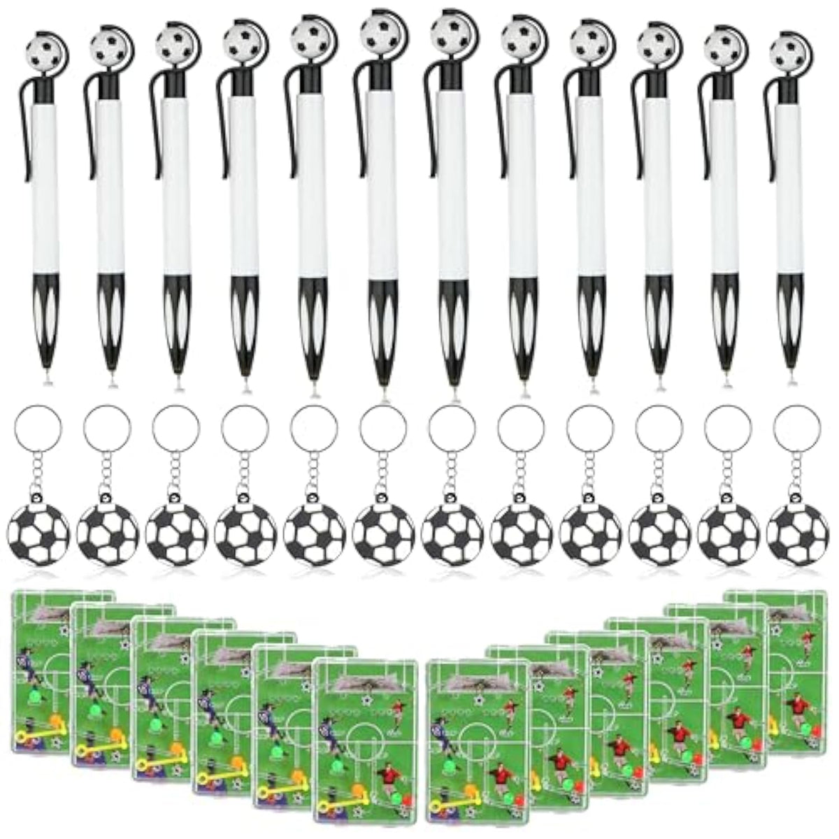 36pcs Soccer Party Favor Set Pens Keychains Pinball Disks Goodie Bags