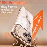 Magnetic For Iphone 17 Pro Max Case With Privacy Screen Protector & Full Camera Cover,[Non-Yellowing] Shockproof Clear Phone Case Compatible With Magsafe Women Girls For Iphone 17 Promax,Gold