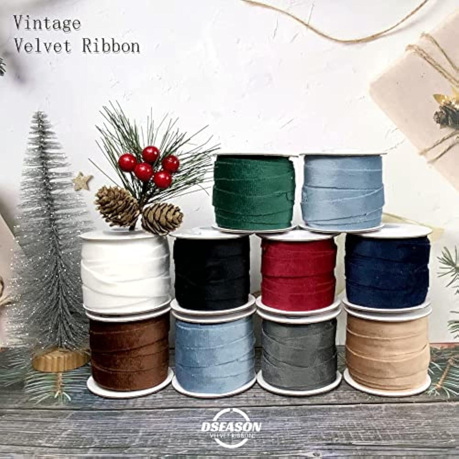 Velvet Ribbon Set 3/8" X 10 Yards, 2 Rolls 20 Yards, Handmade Navy Blue Velvet Ribbon Set For Gift Wrapping & Bow Making, Christmas Tree, Wreath Decoration, Diy Crafts Decoration