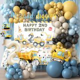Construction Birthday Party Supplies For 2 Year Old Boy, 2Nd Birthday Decorations For Boys, Dump Truck 2Nd Bday Backdrop, Cake Toppers, Balloon Garland, Tablecloth, Banner