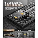 For Samsung Galaxy S23 Ultra Case, [Built-In Slide Camera Cover & Screen Protector] [2 Front Frame] Military Grade Shockproof S23 Ultra Phone Case With Kickstand & Belt-Clip 6.8", Black