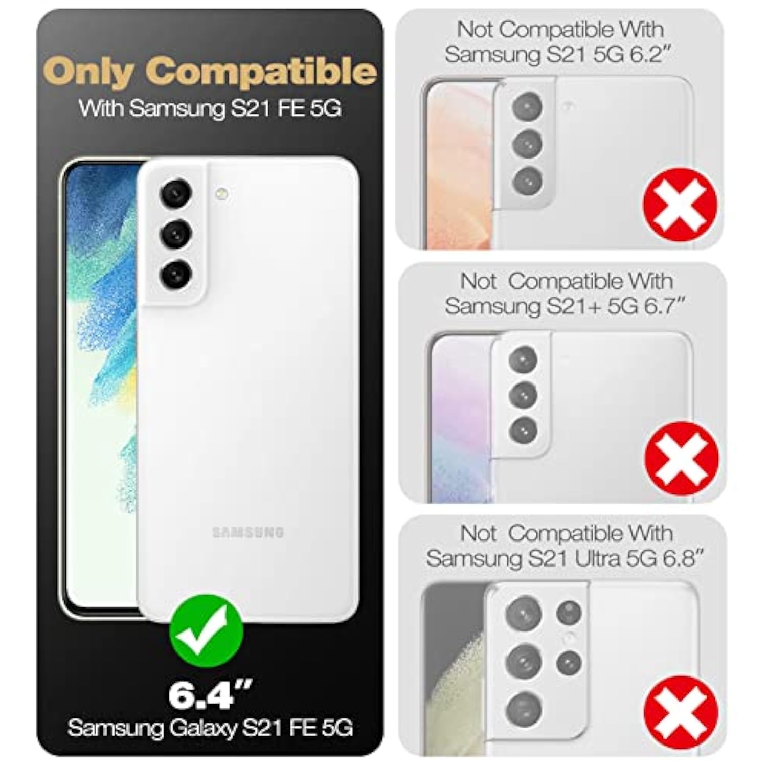 For Samsung Galaxy S21 Fe Case, [Built In Screen Protector And Kickstand] Heavy Duty Military Grade Protection Shockproof Protective Cover For Samsung Galaxy S21 Fe 5G, 6.4 Inch Black