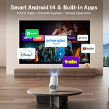 [Built-In Apps & 2025 Upgraded] Mini Projector With Wi-Fi 6 & Bluetooth 5.4, 1080P 4K Support Full Hd, Auto Keystone 360° Portable Home Cinema Smart Projector For Ios/Android X1