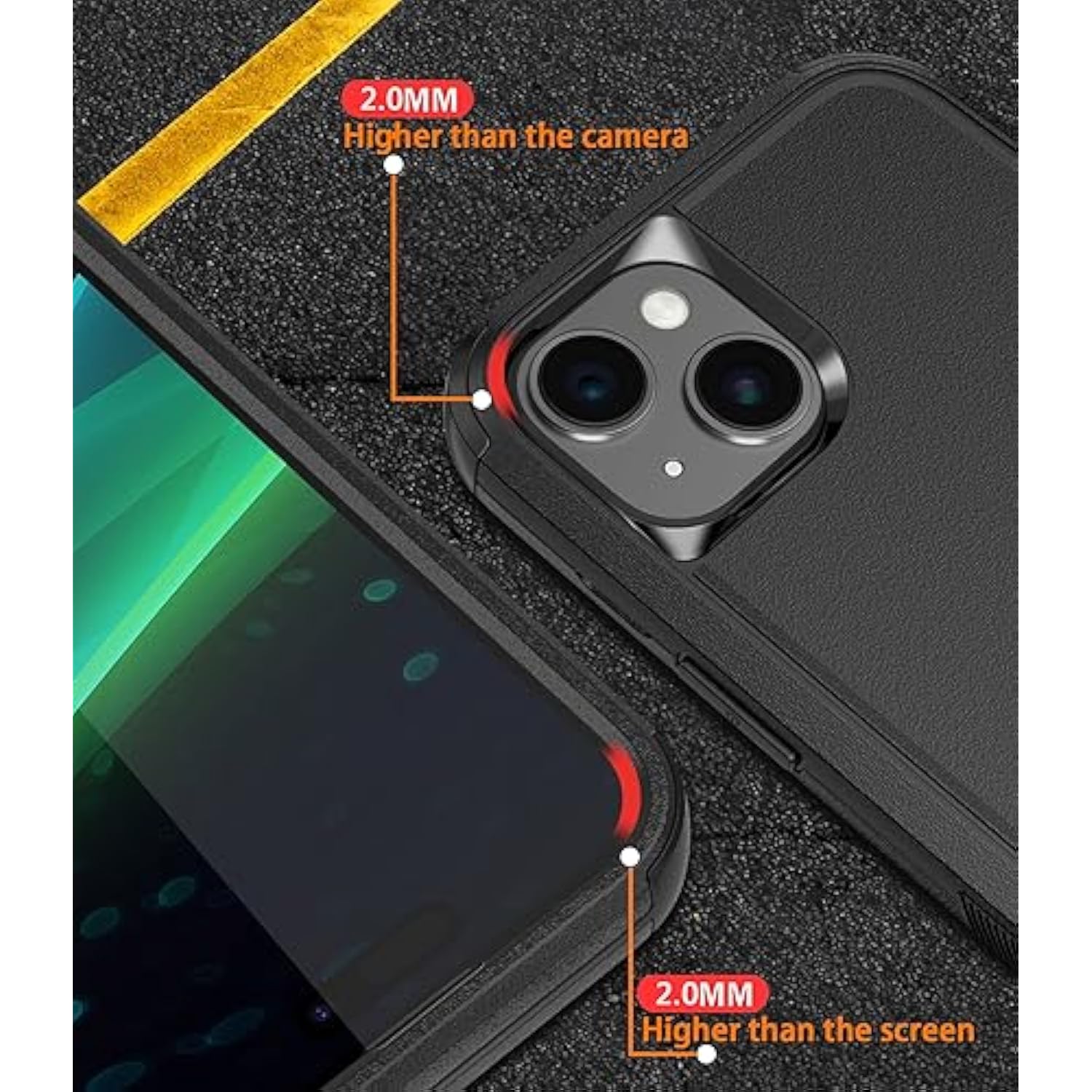 For Iphone 15 Case [Shockproof] [Dropproof] [Tempered Glass Screen Protector ],Heavy Duty Protection Phone Case Cover For Apple Iphone 15 6.1 Inch (Black -3In1)