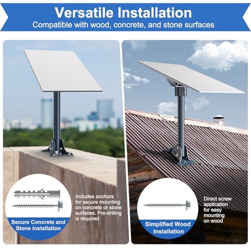 Starlink Gen 3& Gen 4/4X Mount Adapter, 15.7" Heavy Duty Steel Pivot Pole Pipe with Adjustable Base, Roof Mount Kit Compatible with Starlink V3/V4