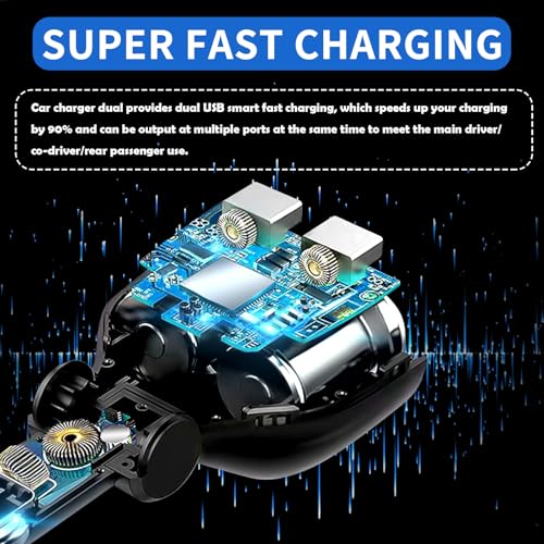 2026 Upgrade Car Cigarette Lighter Splitter,4 In 1 Double Cigarette Lighter Adapter With Usb Port 2.4A & Qc3.0 Super Fast For Mobile Phone,Dash Cam,12/24V Car Charger With Led Voltmeter
