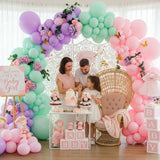 Pink Purple Mint Green Balloon Arch Kit – Double Stuffed Pastel Balloons With Gold Butterflies For Baby Shower, Girl Birthday, Butterfly Theme, Baby In Bloom, Spring Or Garden Party Decor
