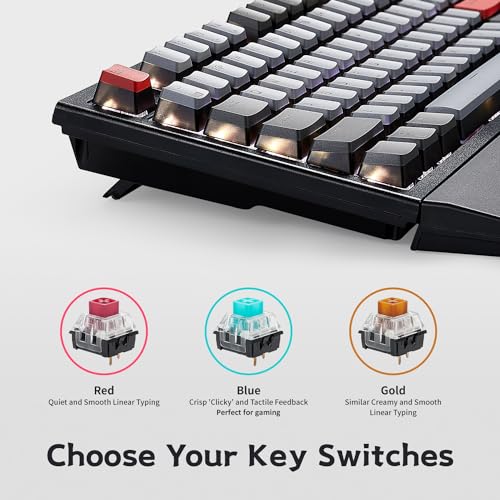X5 Wireless Mechanical Keyboard, Dual-Mode 2.4G/Usb-C Ergonomic Full Size 108 Keys Keyboard, Kailh Box 3.0 Tactile Switch, N-Key Rollover, Backlit Gaming Keyboards With Wrist Rest (Dark)