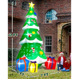 12Ft Christmas Tree Inflatables, Giant Blow Up Christmas Tree With Boxes, Lighted Up Xmas Inflatables With Rotating Snowflake Lights For Xmas