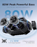 Bluetooth 6.0 Speakers Outdoor, 80W(Peak) Loud Speaker with Bass, 30H Playtime, IPX6 Waterproof, RGB Lights, BassUp 2.0, TWS, Portable Large Jobsite