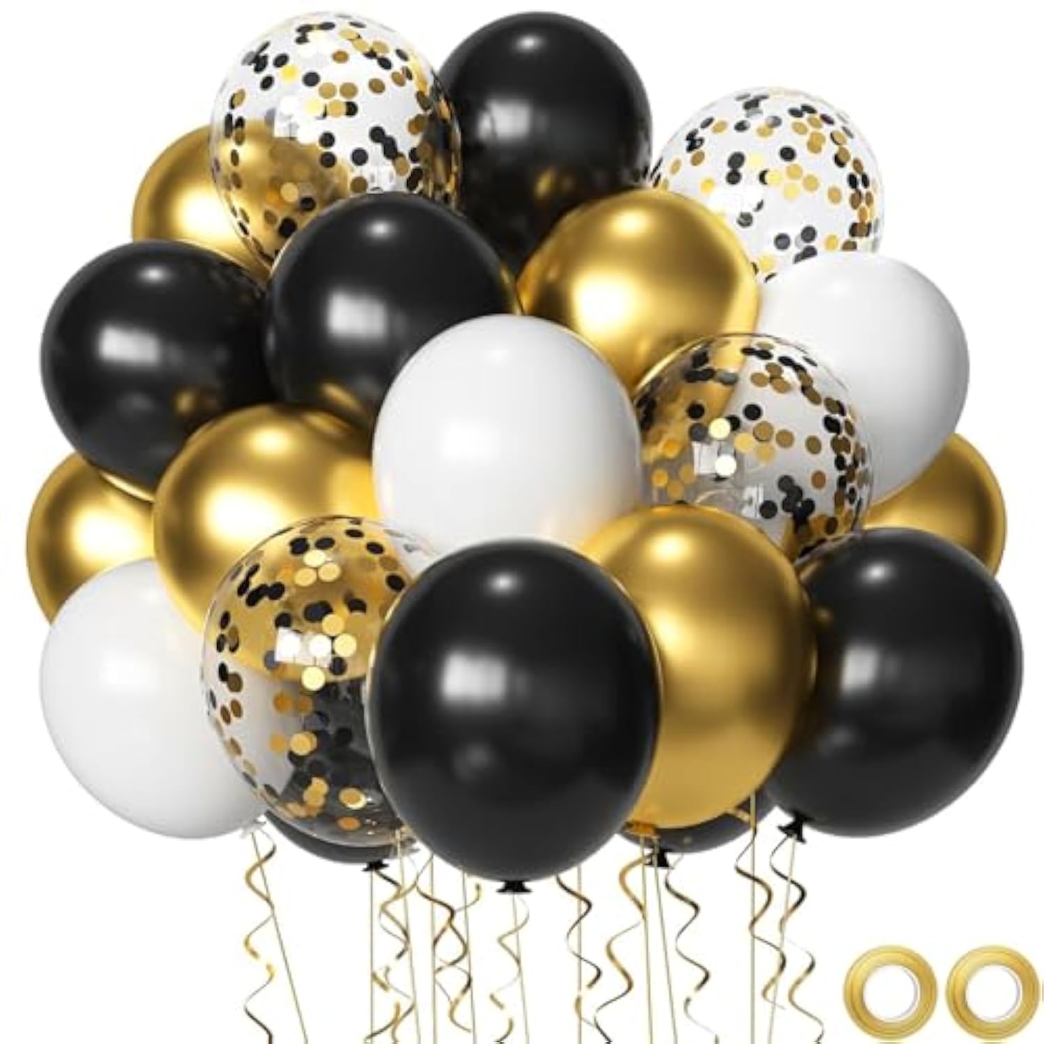 50pcs Black White Gold Balloons 12in Party Decorations New Year Wedding