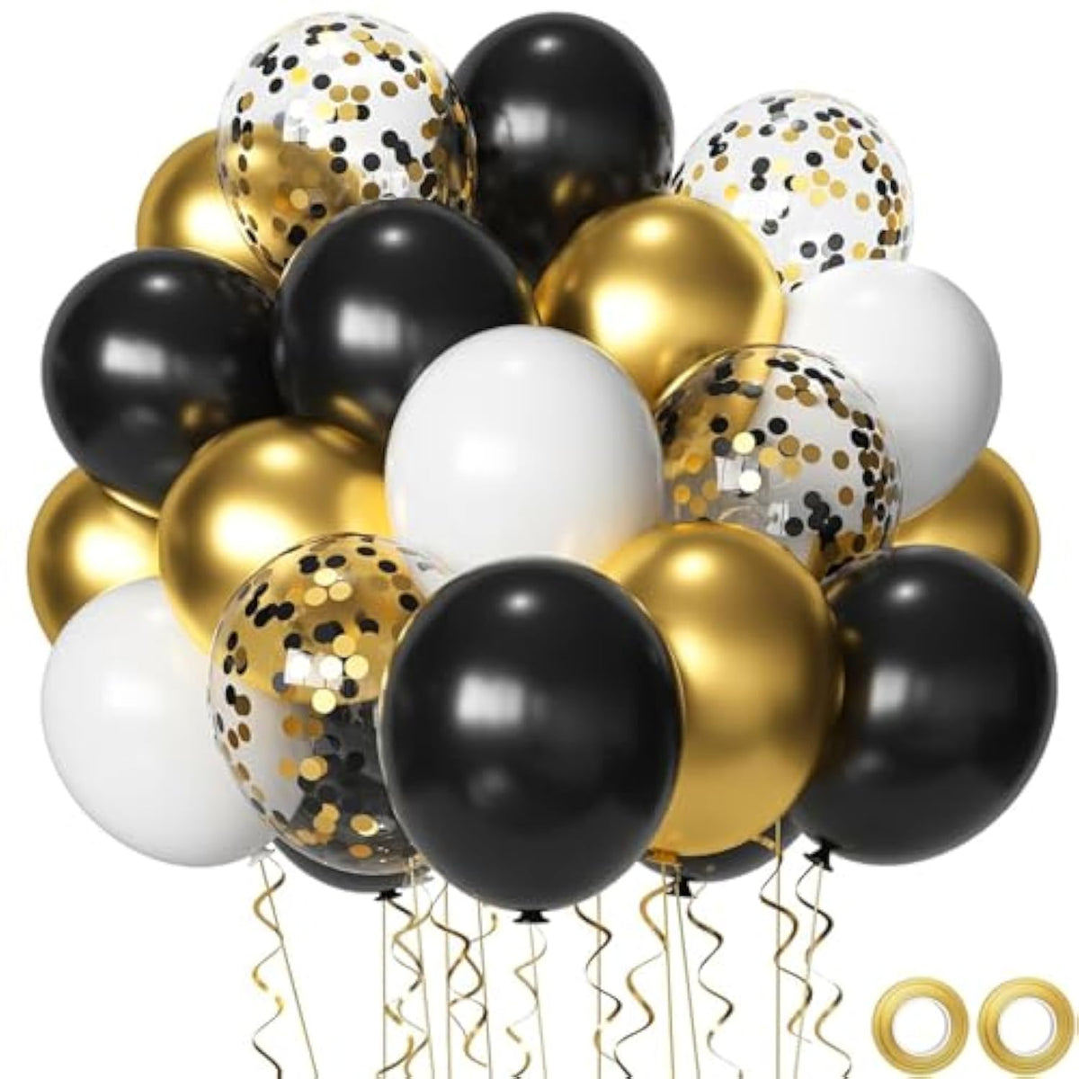 50pcs Black White Gold Balloons 12in Party Decorations New Year Wedding