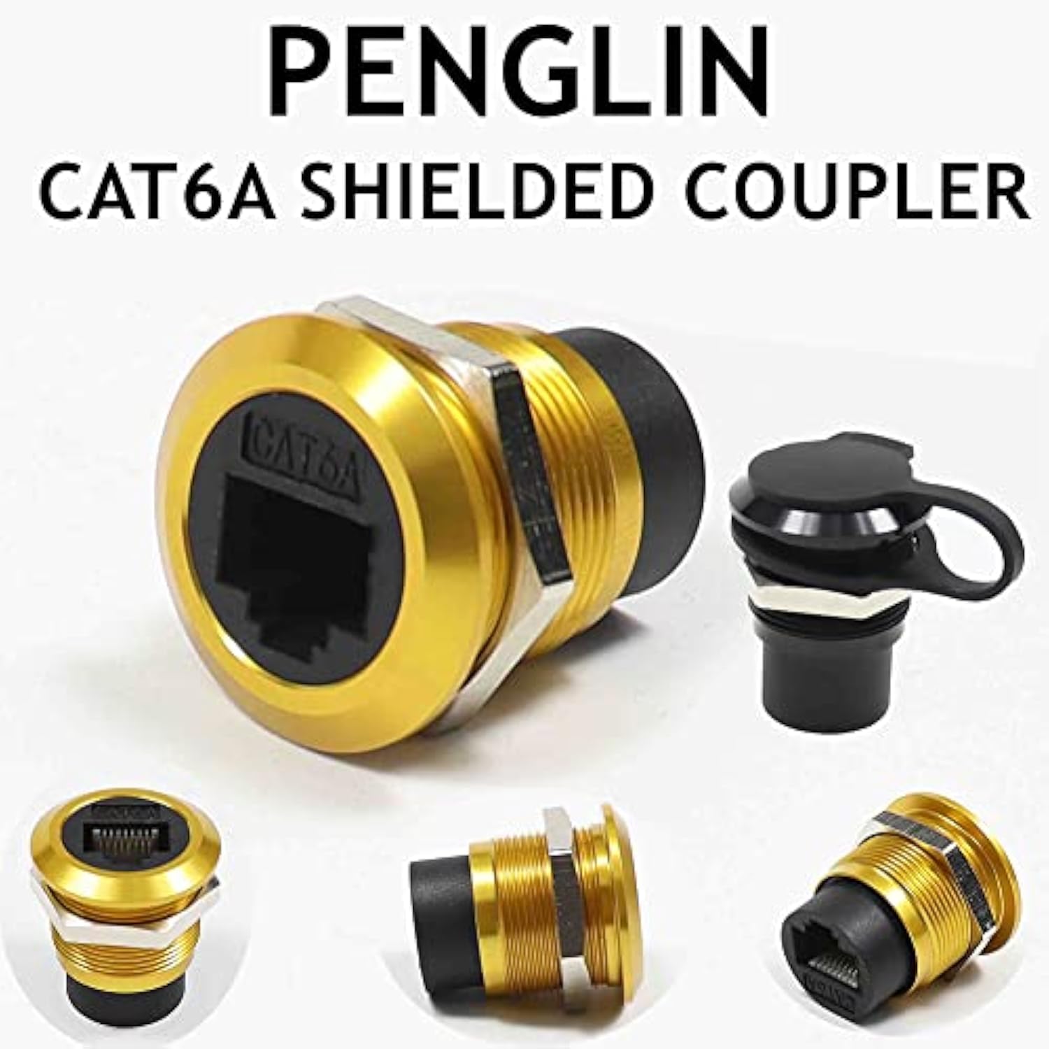 2Pcs Rj45 Shielded Panel Mount Connector, Cat6A Ethernet Lan Pass Through Coup