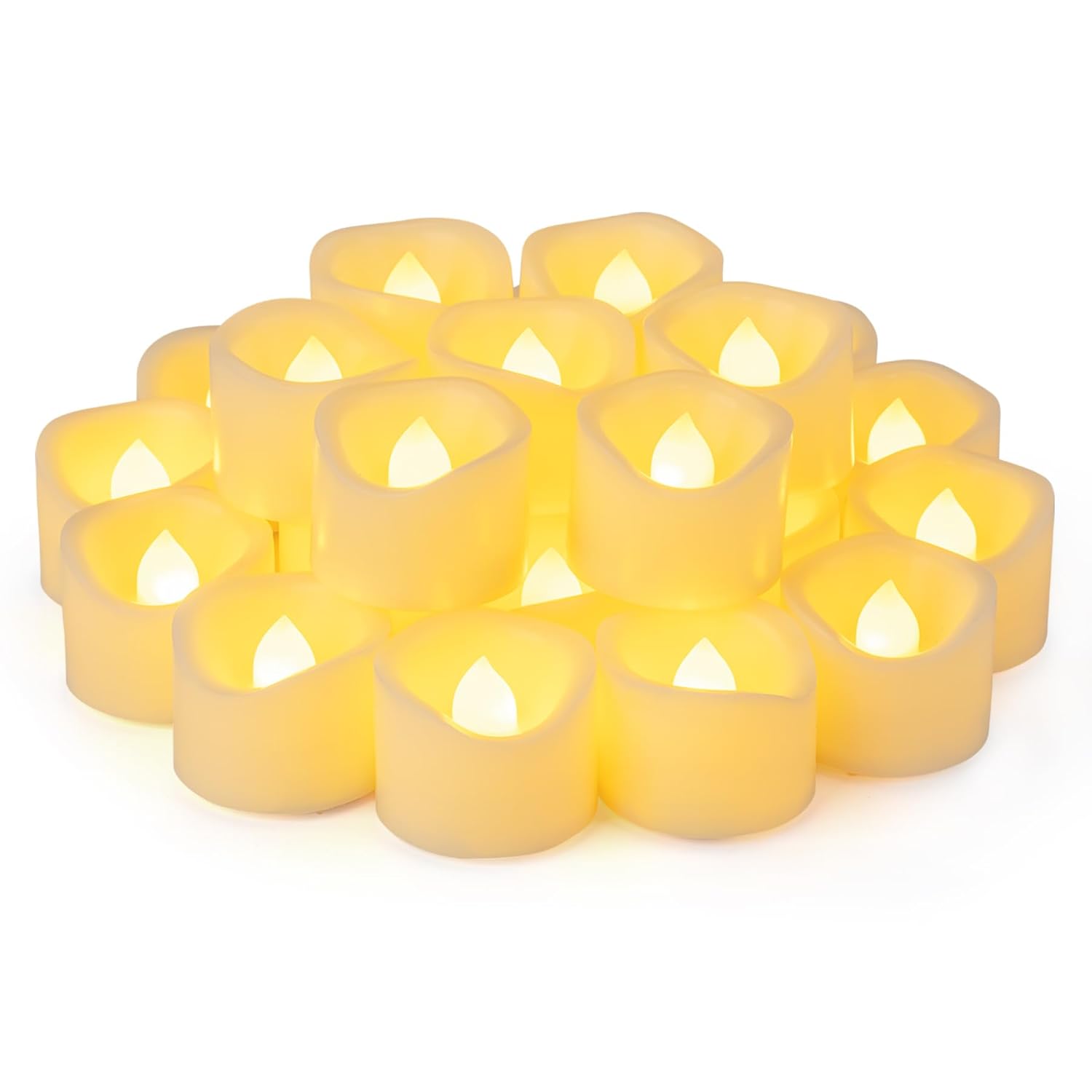 24 Pack 1.5" X 1.2" Battery Operated Led Tea Light Candles, Small Outdoor Flameless Flickering Votive Candles, Electric Flicker Fake Tealights Bulk For Wedding Halloween Christmas Decorations