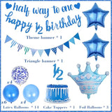 "Halfway to One" Banner – 20 Pcs Blue 6-Month Birthday Set for Baby Boy Party