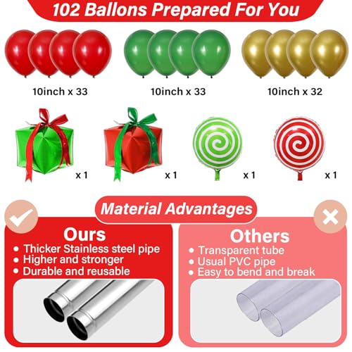 2 Sets Christmas Party Balloon Column Stand Kit Adjustable Balloon Decor