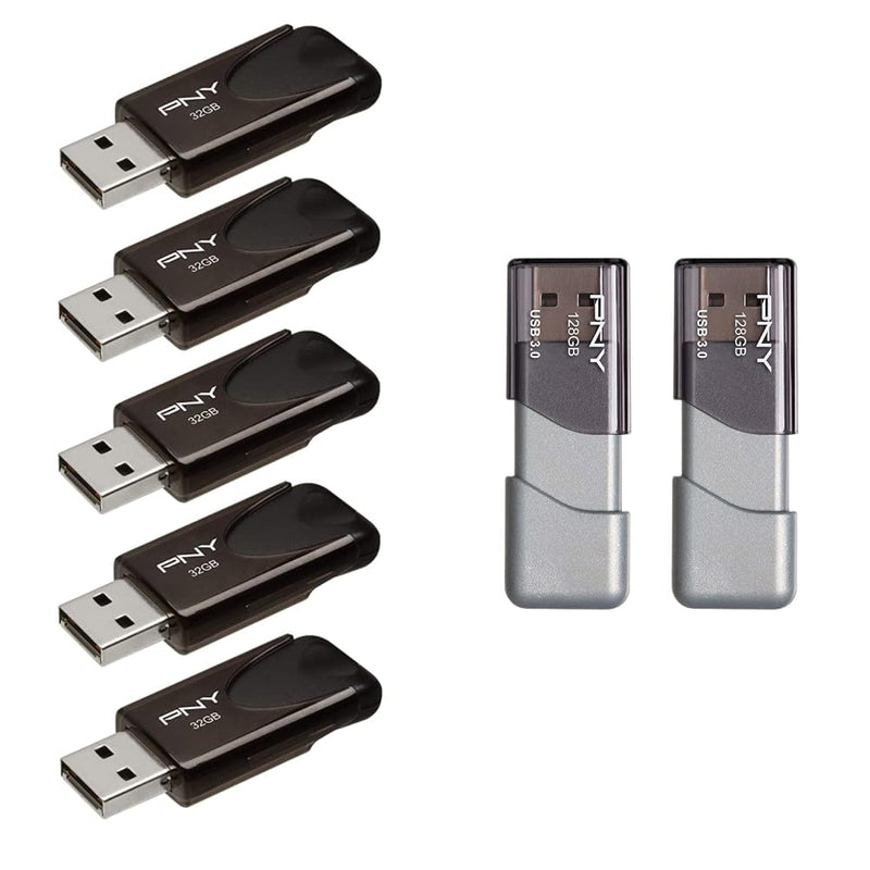 32Gb Attaché 4 Usb 2.0 Flash Drive 5-Pack,Black & 128Gb Turbo Attaché 3 Usb 3.