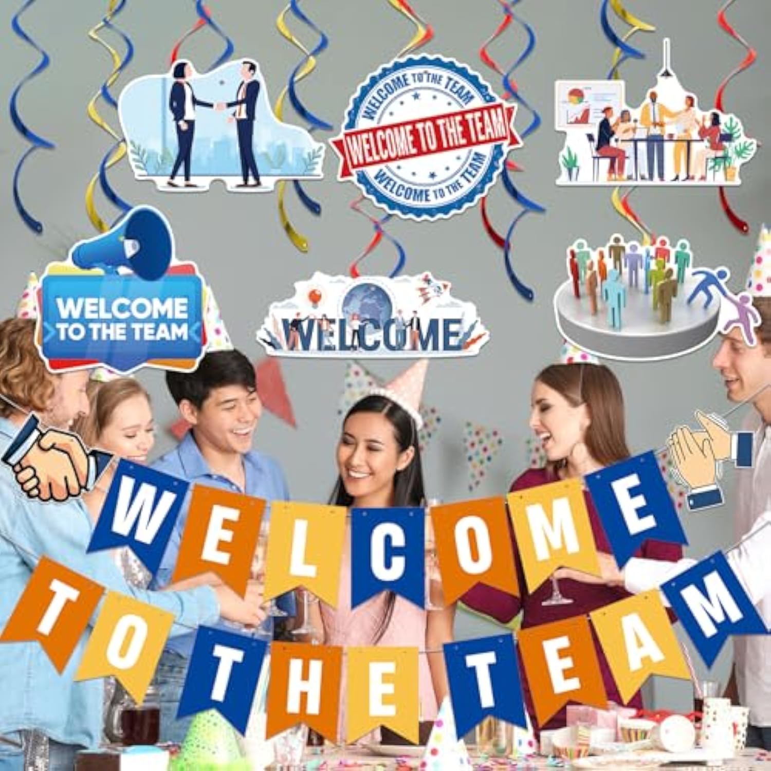 Welcome To The Team Banner And Hanging Swirls, Welcome Banner, Welcome Decorations For New Employee Coworker Teacher Colleague Staff Team Member Office Party