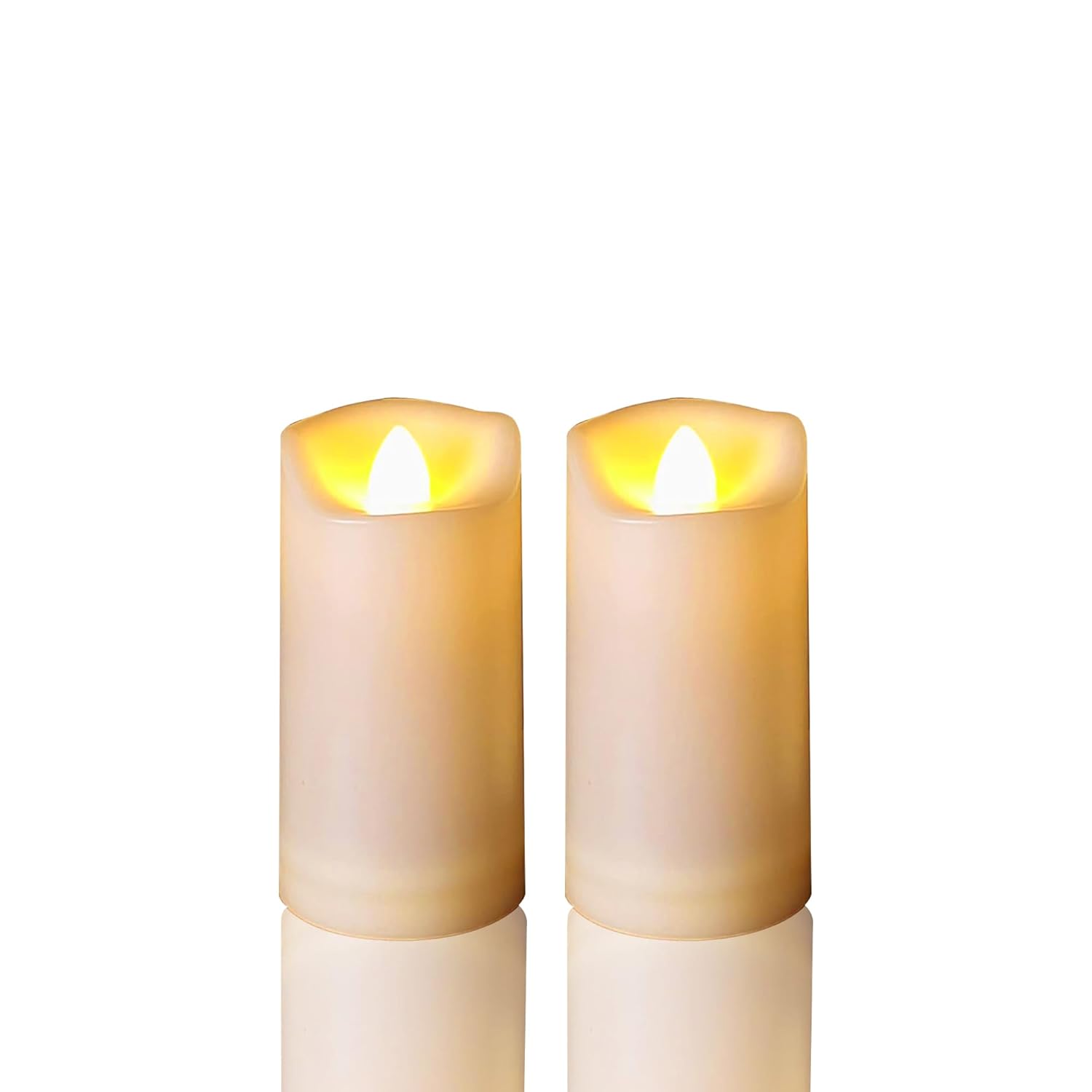 Battery Operated Plastic Flameless Led Pillar Candle With Cycling Timer, Realistic Flickering Electric Light For Indoor Outdoor Bookshelf Wedding Dinner Party Centerpiece Fireplace Decor 2 Pack